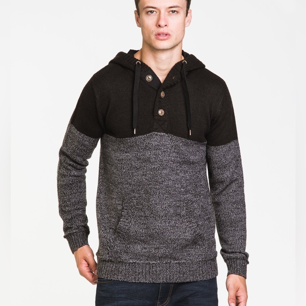 Kolby Hunter Colourblock Knit Pullover Hoodie Sweater Henley, size XXL